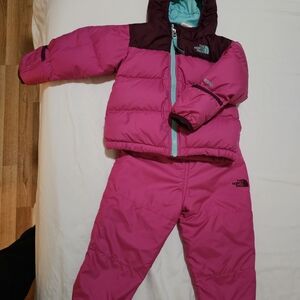 The North Face Pink and Burgundy Snowsuit